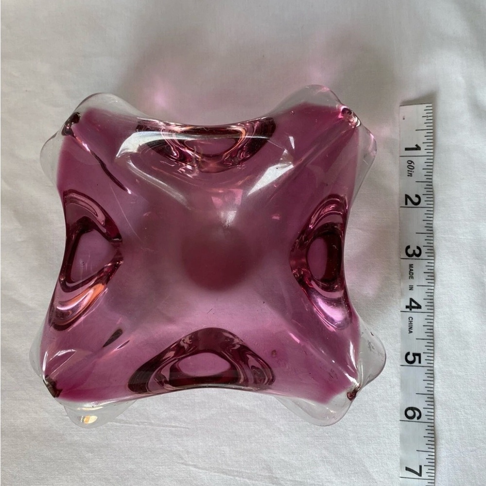 Pink and Clear Art Glass Cigar Ashtray - Picture 7 of 7